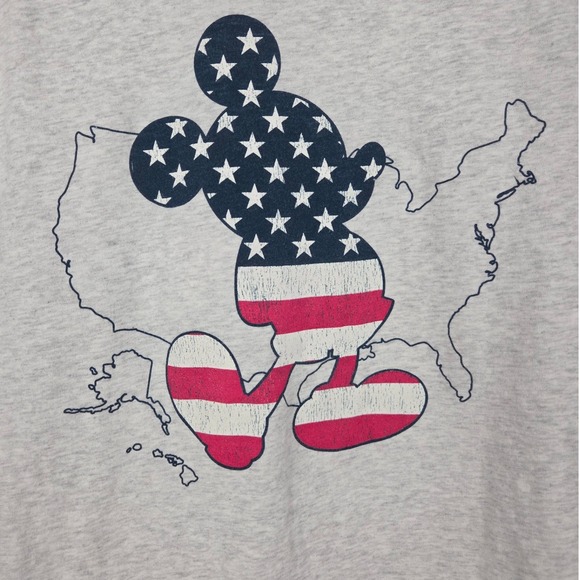 Disney Parks American Adventure Raglan Long Sleeve Mickey USA Flag Gray Medium - Picture 4 of 8